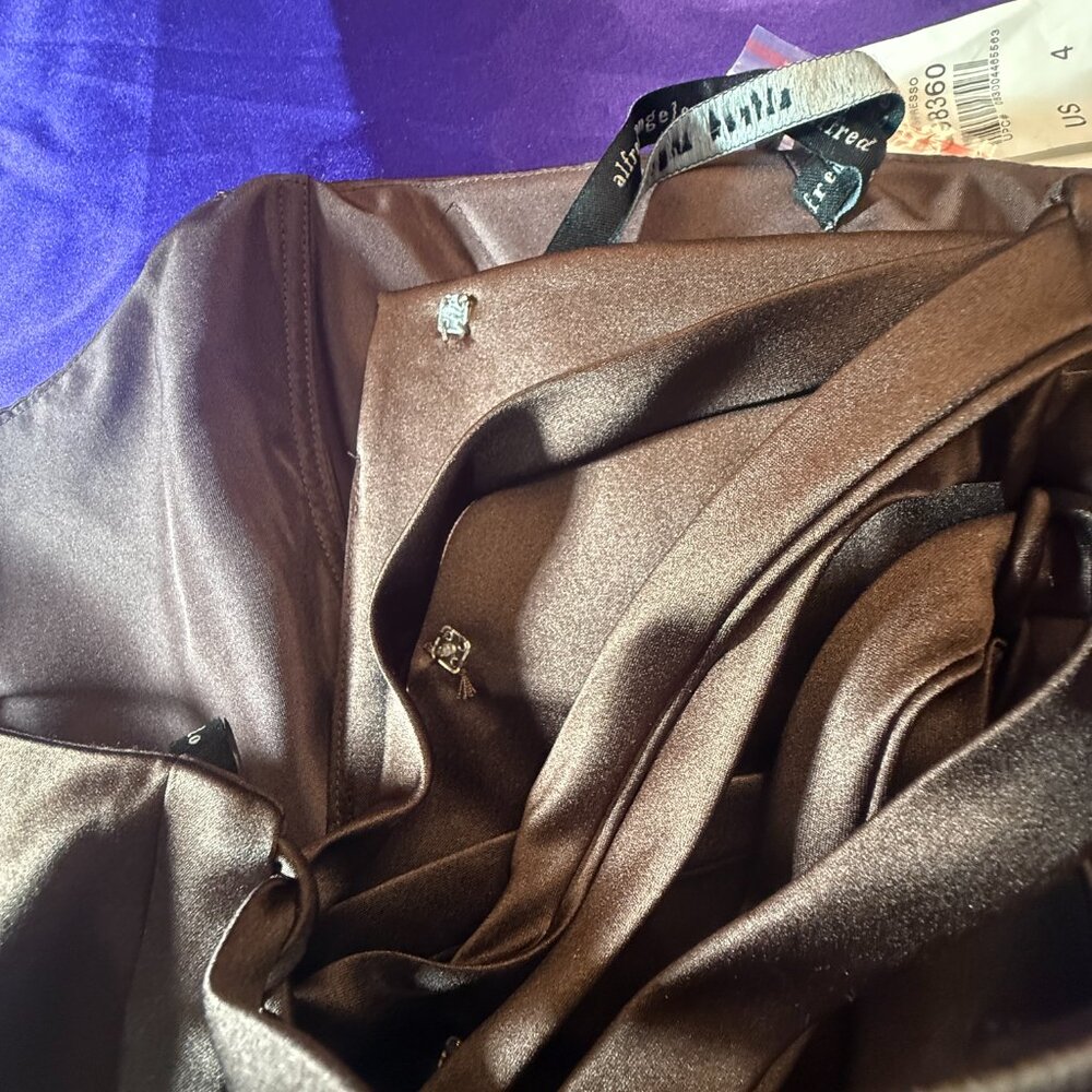 New📌Alfred Angelo Draped Bodice Crystal Beading Bridesmaid - Formal -Prom Dress - Picture 11 of 16